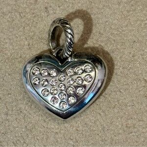 Brighton Amore Heart charm covered in clear crystals on both sides Retired